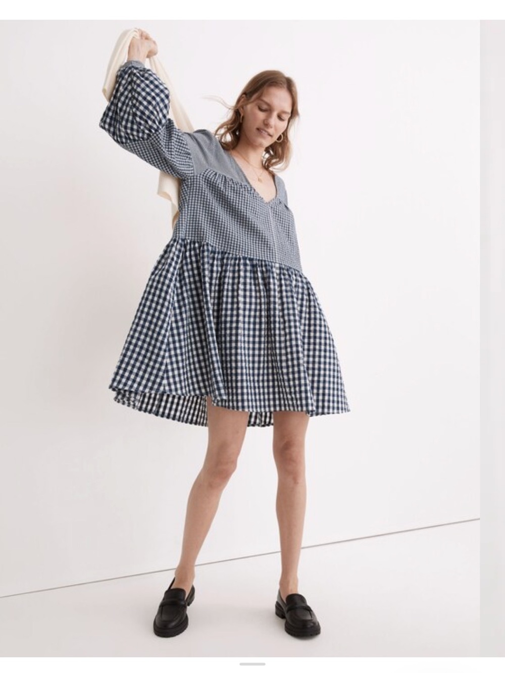 Madewell Blue & White Gingham Mini Dress - Picture 4 of 7